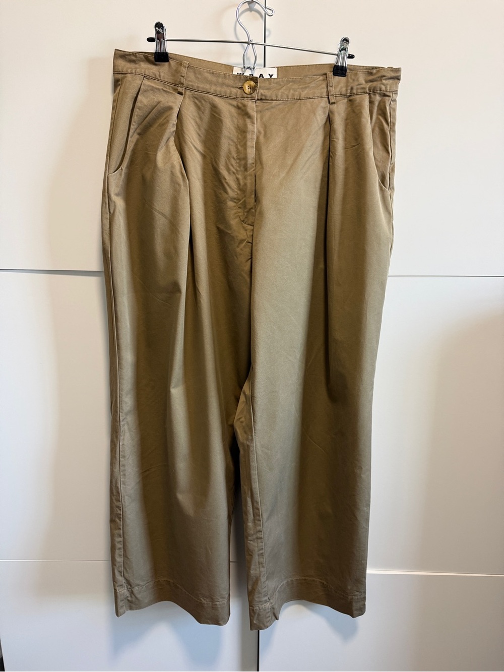 WRAY khaki Wide-Leg Pleated studio pant